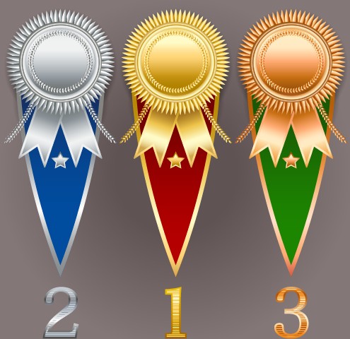 Creative colored award badges vector 05  