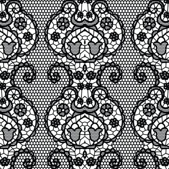 Mooie kant zwart patroon vector 02  