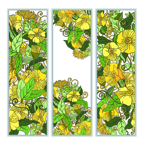 Beautiful sketch floral vector banners 02  
