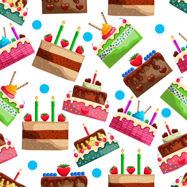 Birthday cake seamless pattern vector  