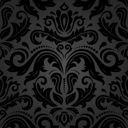 Zwarte Floral decoratieve patroon Vector materiaal 09  