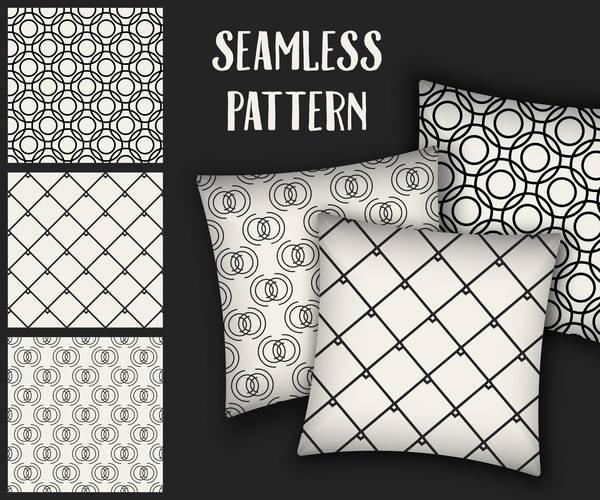 Black with white seamless pattern and mockup vector 11  
