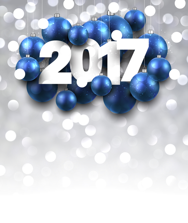 Синий Рождественский бал с 2017 Новый год сияющий фон вектор 04  