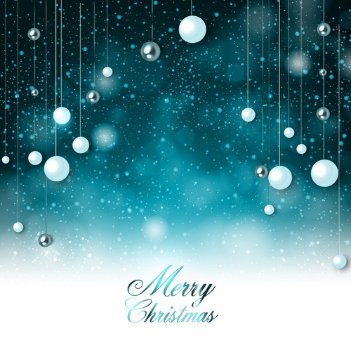 Blue christmas decor with background vector  
