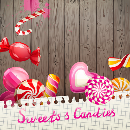 Candy with sweet shop background vector 04  