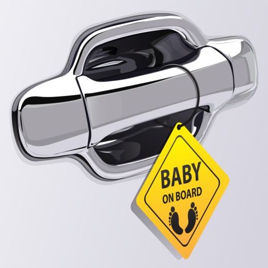 車のドアのハンドルと赤ちゃんのタグベクトル04  