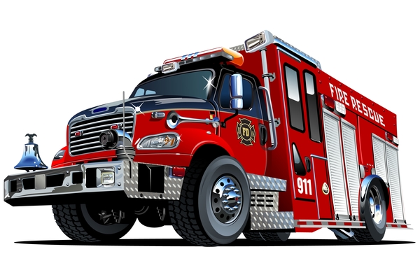 Vecteur de camion de pompier dessin animé 04  