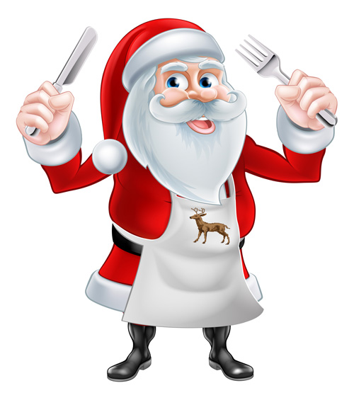 Cartoon santa knife and fork vector 01  