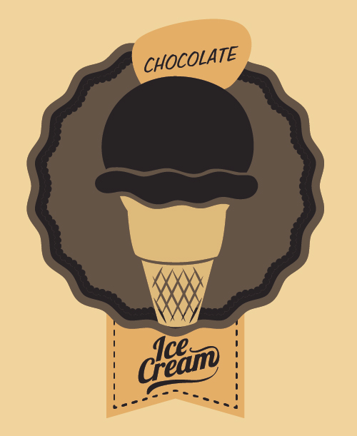 Chocolate ice cream vintage cards vectors set 05  