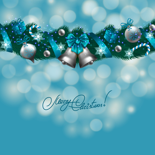 Christamas garland with halation background vector 02  