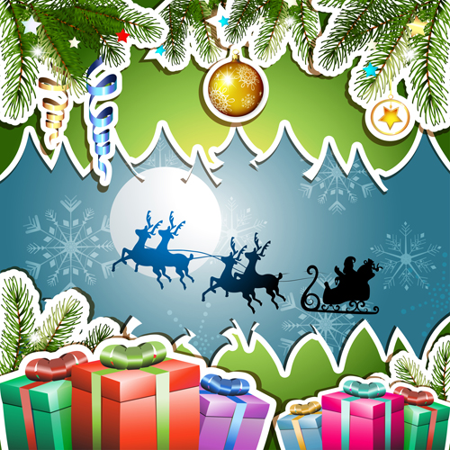 Different Christmas Accessories elements background vector 02  