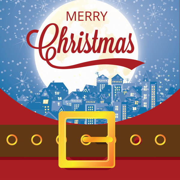 Cartolina di auguri di Natale con fibbia della cintura vettore 03  