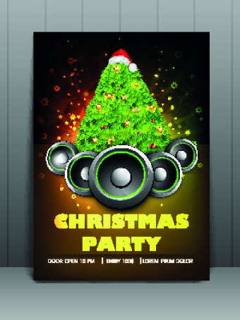 Christmas party flyer vector template 04  
