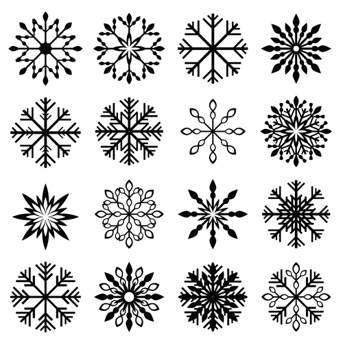 Christmas snowflake icons set vector 05  