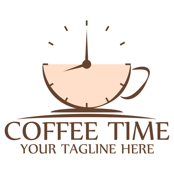 Logos de café avec le vecteur de l'horloge  