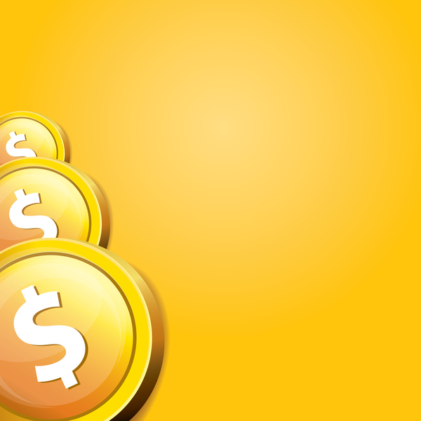 Coins with golden business template vector 06  