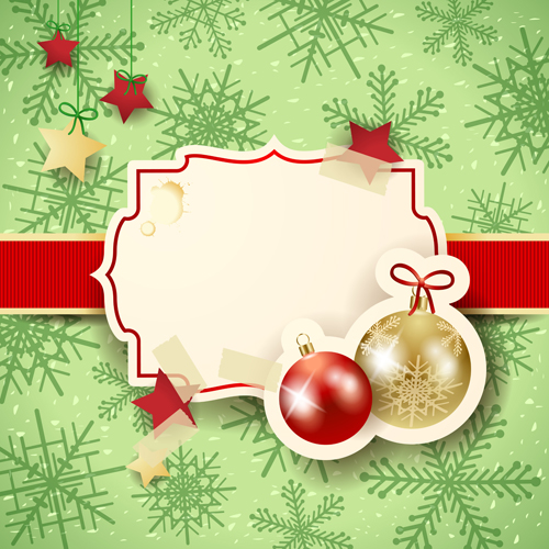 Cute Christmas cards with frame vector set 06  