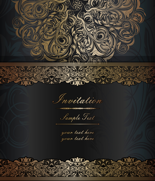 Dark style floral vintage backgrounds vector graphics 05  