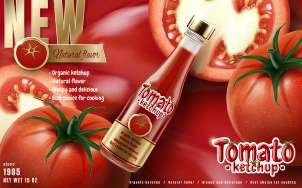 Köstliche Tomaten-Ketschup-Plakatvektoren 08  