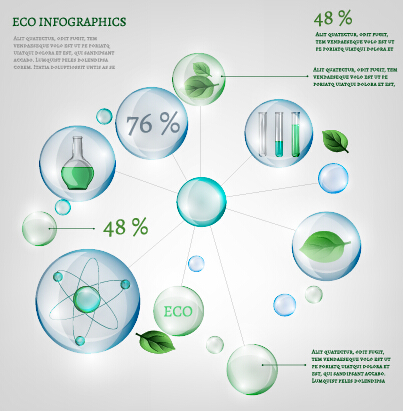 Eco Infographics and leaves bubble vector 07  