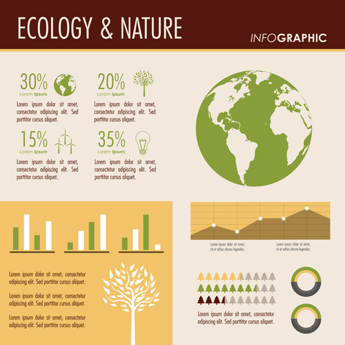 Ecology with nature Infographic vectors  