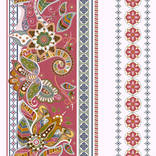 Ethnic floral borders pattern vector 01  