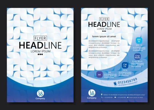 Flyer with brochure geometric pattern cover template vector 03  