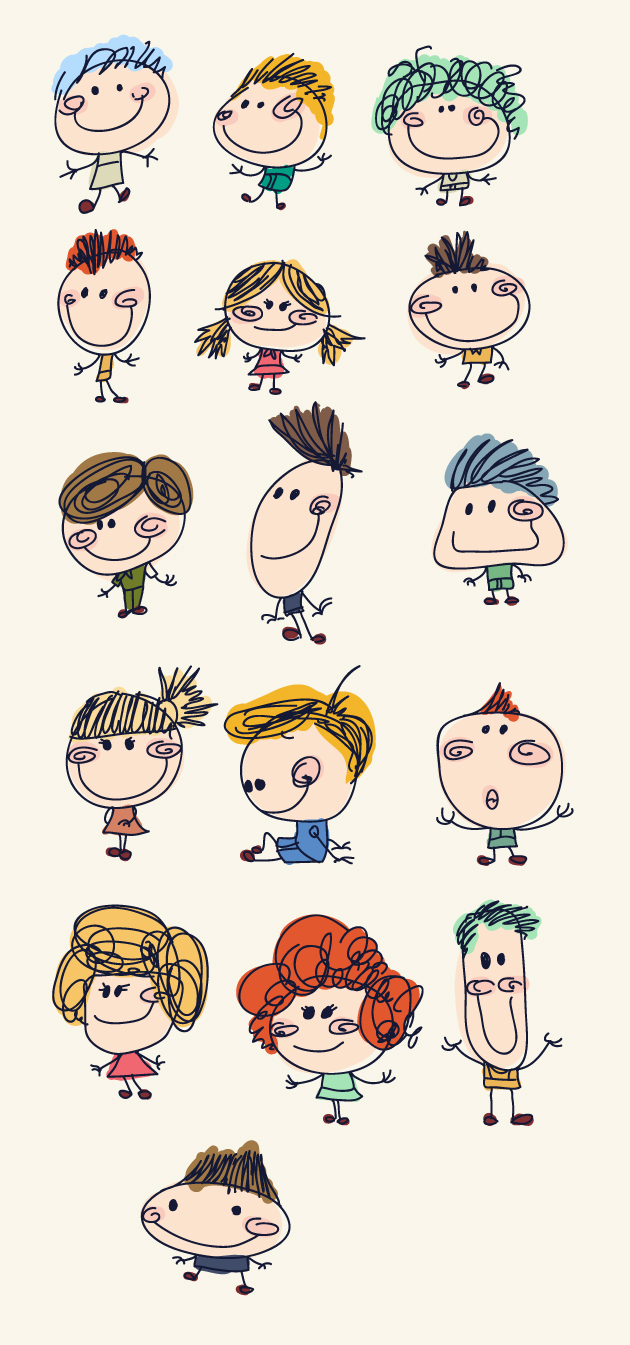 Funny doodle kids vector graphics  
