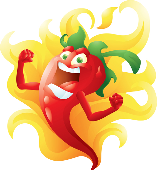 Funny hot pepper cartoon styles vector 09  