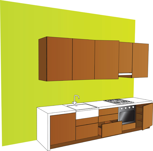 Set of Kitchen Furniture design elements vector 03  