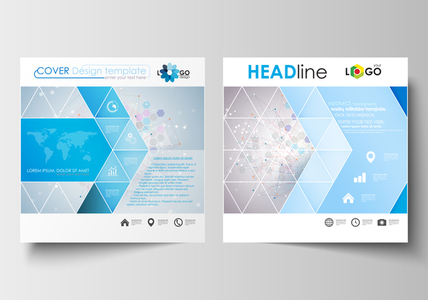 Geometric shape cover template magazine with flyer vector 05  