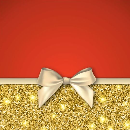 Gold with red background and bow vector 03  