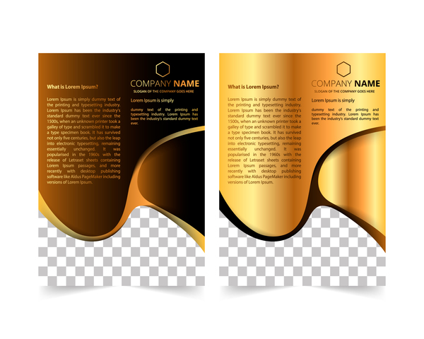 Golden company brochure cover template vector 15  
