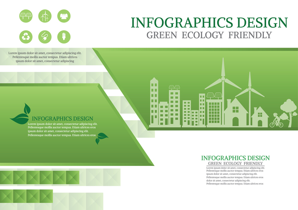 緑のエコ フレンドリーなインフォ グラフィック デザイン ベクトル 15  