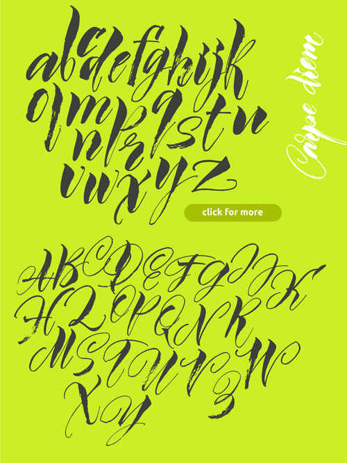 Hand drawn calligraphic typeface vectors material  