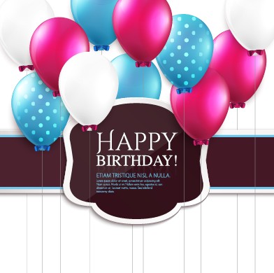 Elegant Happy Birthday balloon background vector 05  