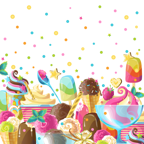 Ice cream elements background vector 01  