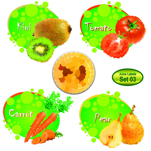 Different Juice Labels design vector 03  