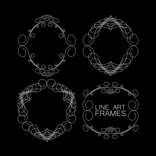 Line art frames design vector 05  