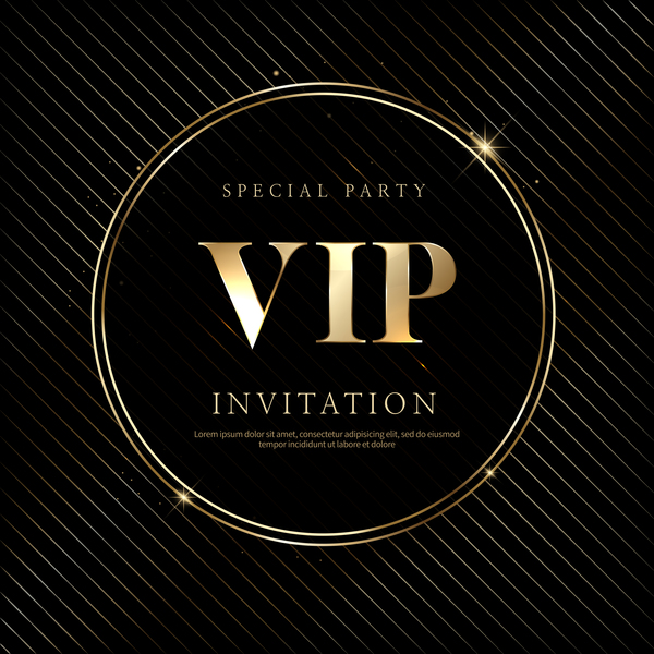 Luxury black with golden VIP invitation card vector 03  
