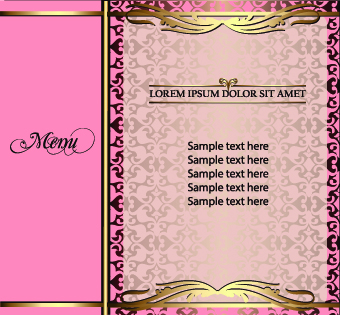 Golden frame menu cover design vector 02  