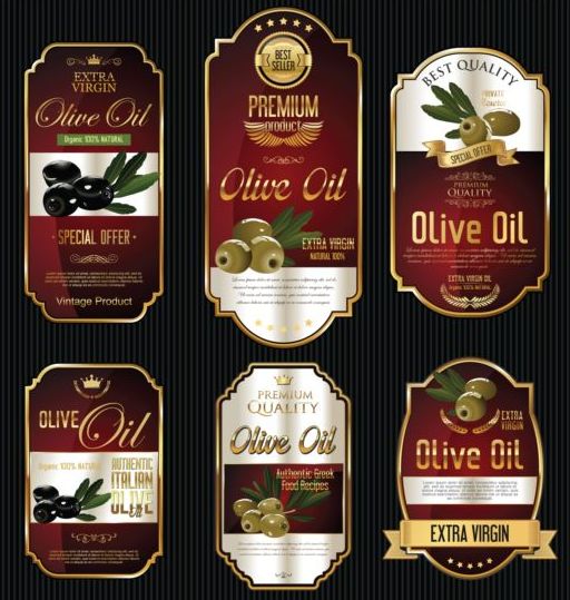 Olive oil retro labels luxury vector 05  