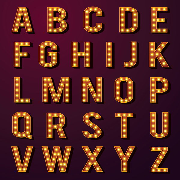 Ornage néon alphabet vecteur matériel  