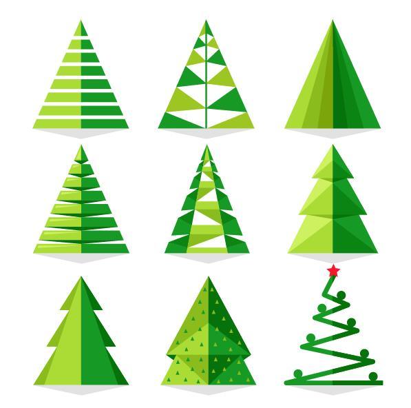 クリスマスツリーベクトル01を設定するペーパーカット  