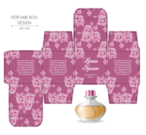 香水ボックスパッケージングテンプレートベクトル材料01  