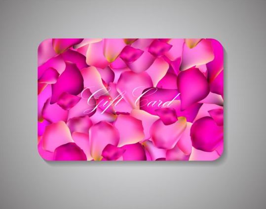 Rosa Blütenblätter mit Geschenkkarte Vektor  