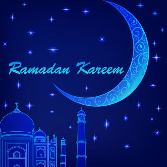 Ramadan Kareem con Luna sfondo vettore 01  