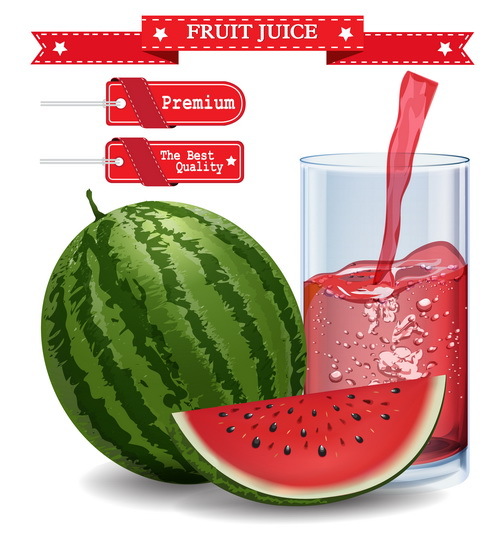 Red tag with watermelon juice vector  