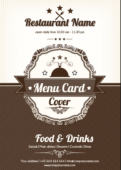 Retro styles restaurant menu cover vectors 01  