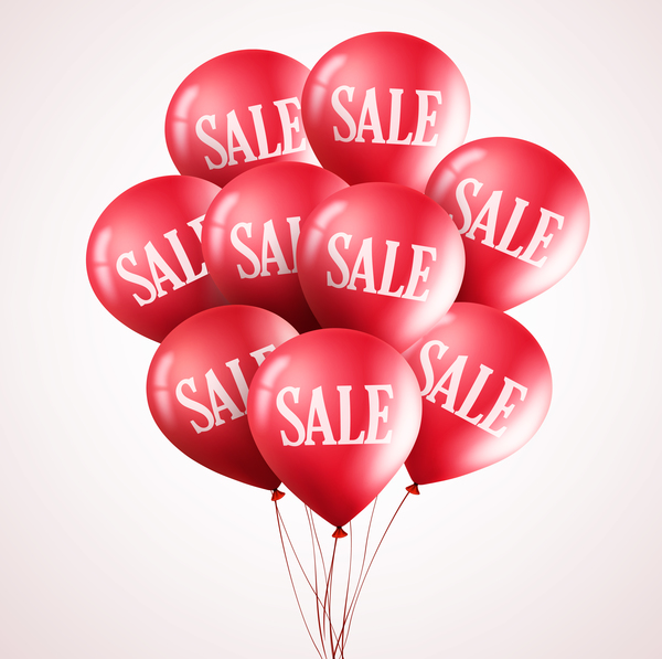 Sale discount with red balloon vector 04  